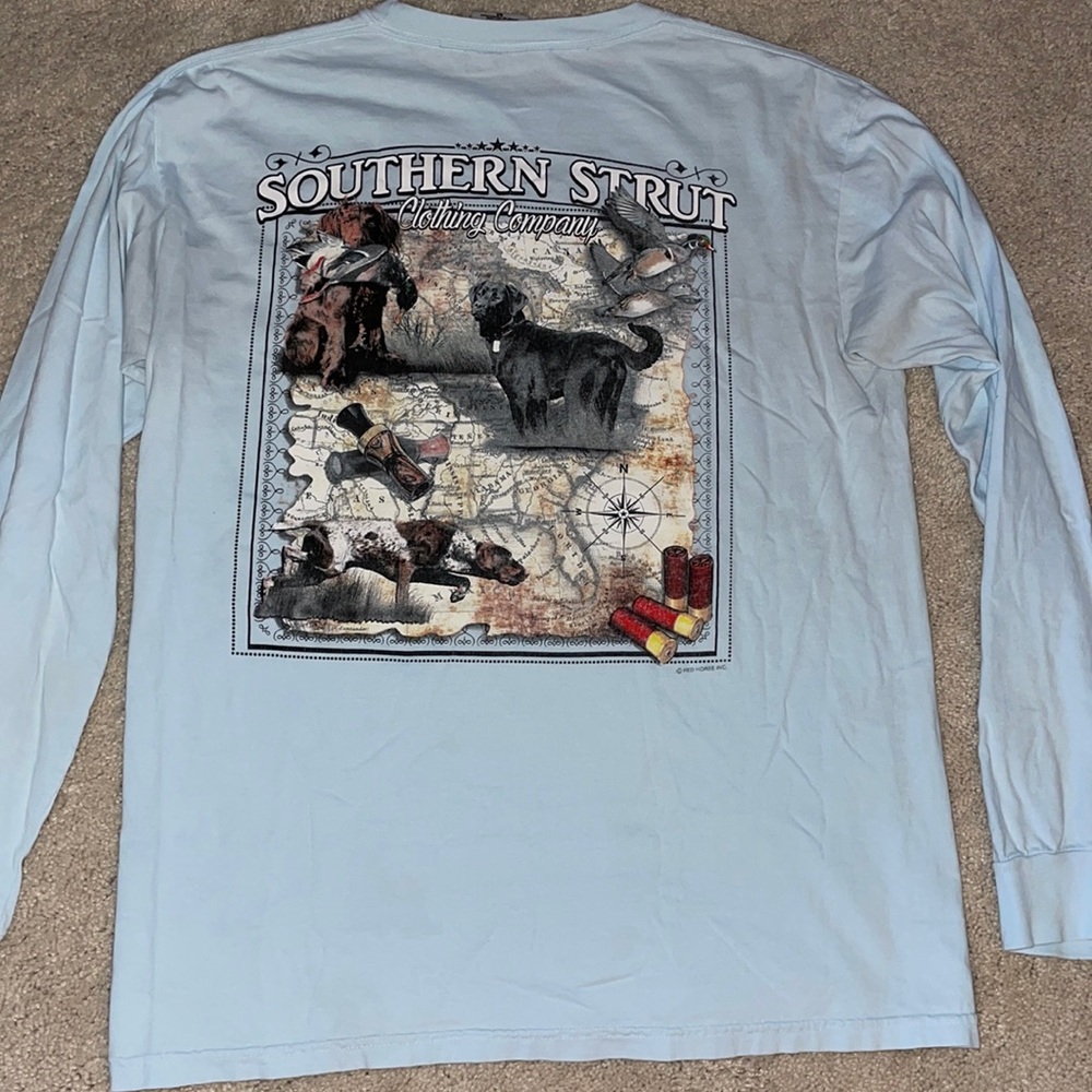 Women’s long sleeve M southern strut blue t-shirt